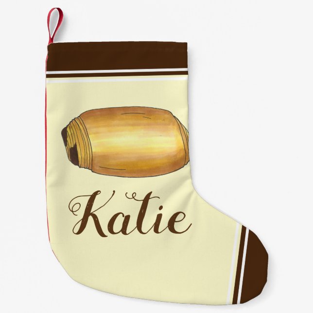 Pain au Chocolat French Food Croissant Pastry Small Christmas Stocking (Front)