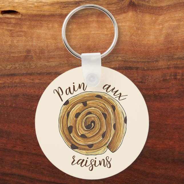 Pain Aux Raisins French Patisserie Bakery Food Keychain (Front)