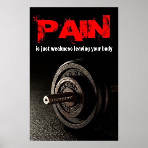 Pain Bodybuilding Fitness Inspirational Dumbell Poster