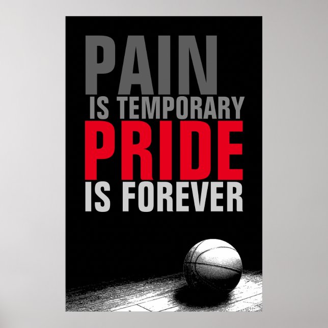 Pain is Temporary Pride is Forever Basketball Poster (Front)