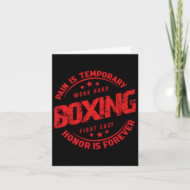 Pain Is Temporary Work Hard Boxing Fight Easy Hono Card (Front)