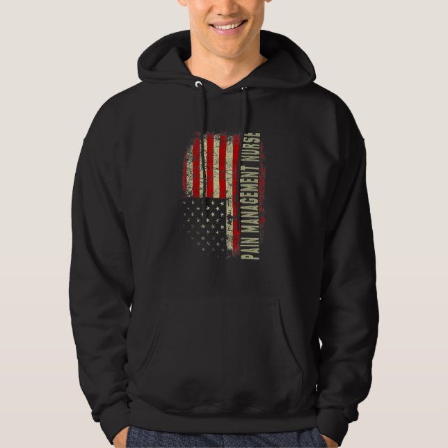 Pain Manage Nurse 4th Of July US Flag Patriotic Nu Hoodie (Front)