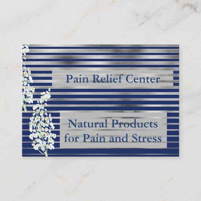 Pain Relief Center Striped  Business Card (Front)