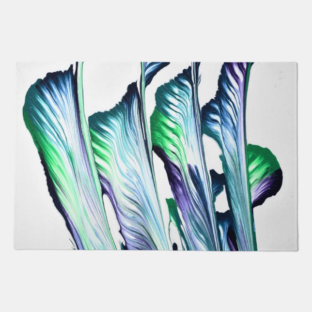 Pain Remover 1 Purple Green Iris Flower Door Mat (Front)