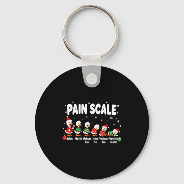 Pain Scale Cute Duck Christmas Nurse Triage Pain E Keychain (Front)