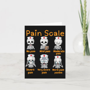 Pain Scale Cute Nurse Skeleton Halloween Trauma Fu Card