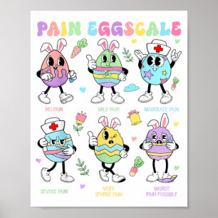 Pain Scale Easter Day Cute Bunny Eggs Nurse Triage Poster