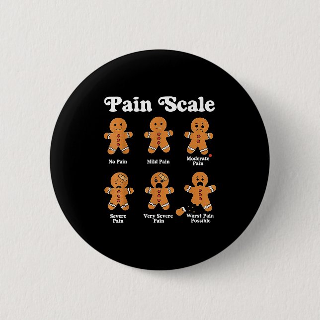 Pain Scale Funny Gingerbread Christmas Nurse Pain  Button (Front)