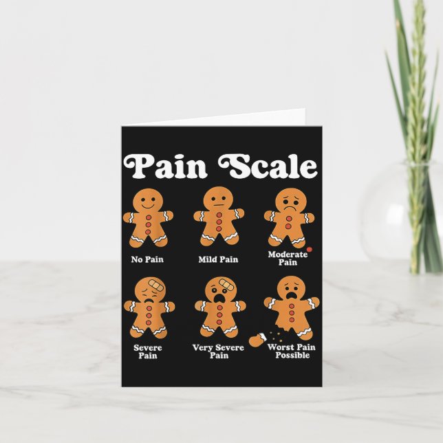 Pain Scale Funny Gingerbread Christmas Nurse Pain  Card (Front)