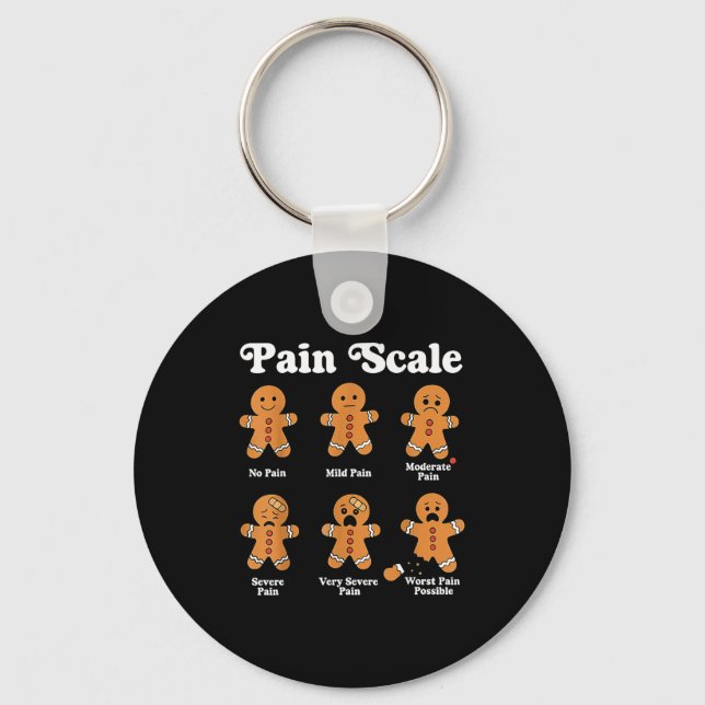 Pain Scale Funny Gingerbread Christmas Nurse Pain  Keychain (Front)