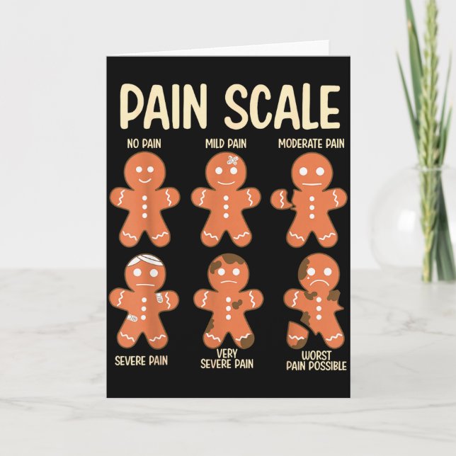 Pain Scale Funny Gingerbread Man Christmas Nurse H Card (Front)