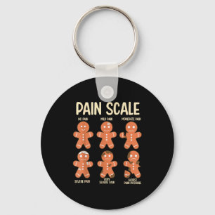 Pain Scale Funny Gingerbread Man Christmas Nurse H Keychain
