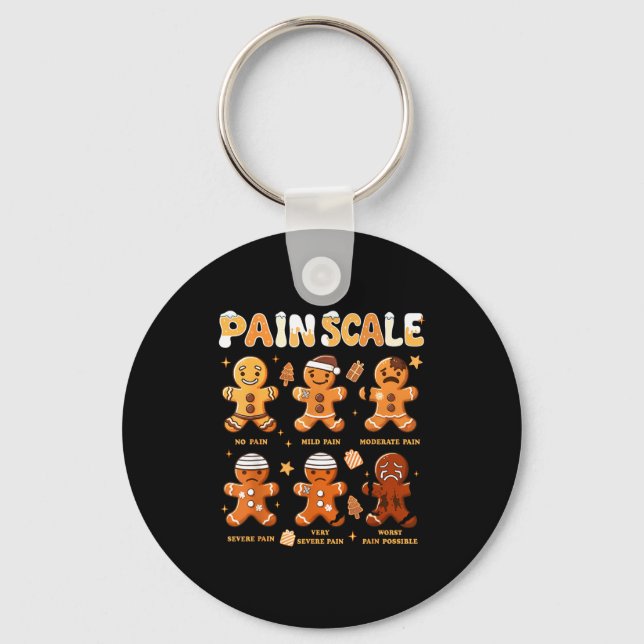 Pain Scale Funny Gingerbread Man Christmas Nurse H Keychain (Front)