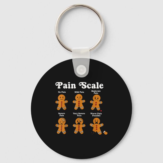 Pain Scale Funny Gingerbread Man Christmas Nurse H Keychain (Front)