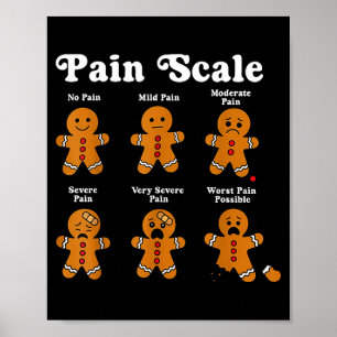 Pain Scale Funny Gingerbread Man Christmas Nurse H Poster