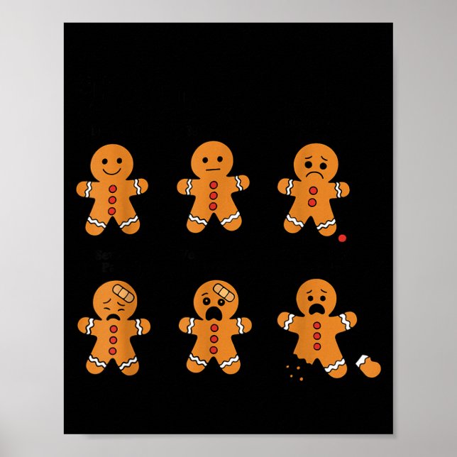 Pain Scale Funny Gingerbread Man Christmas Nurse H Poster (Front)