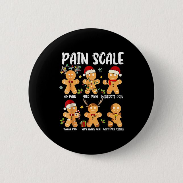 Pain Scale Gingerbread Trauma Nurse Christmas Nurs Button (Front)