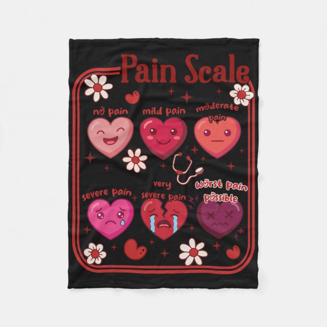 Pain Scale Heart Candy Trauma Nurse Triage Valenti Fleece Blanket (Front)