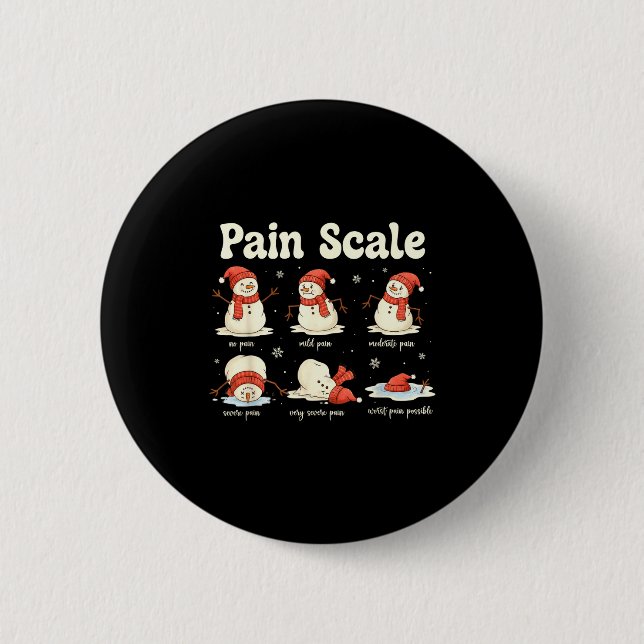 Pain Scale Snowman Funny Nurse Christmas Icu Nurse Button (Front)