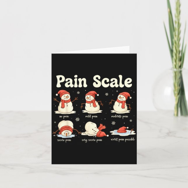 Pain Scale Snowman Funny Nurse Christmas Icu Nurse Card (Front)