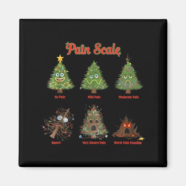 Pain Scale Snowman Nurse Christmas Tree Snow Pajam Magnet (Front)