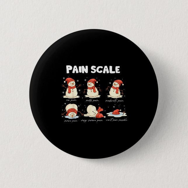 Pain Scale Snowman Nurse Christmas Xmas Snow Pajam Button (Front)