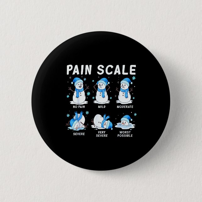 Pain Scale Snowman Nurse Christmas Xmas Snow Pajam Button (Front)
