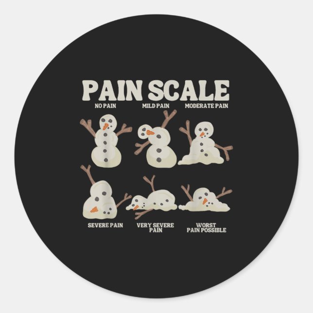 Pain Scale Snowman Nurse Christmas Xmas Snow Pajam Classic Round Sticker (Front)