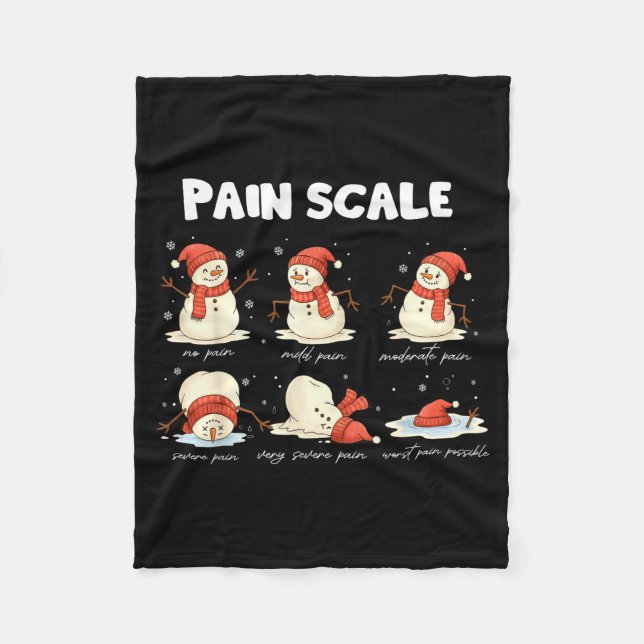 Pain Scale Snowman Nurse Christmas Xmas Snow Pajam Fleece Blanket (Front)