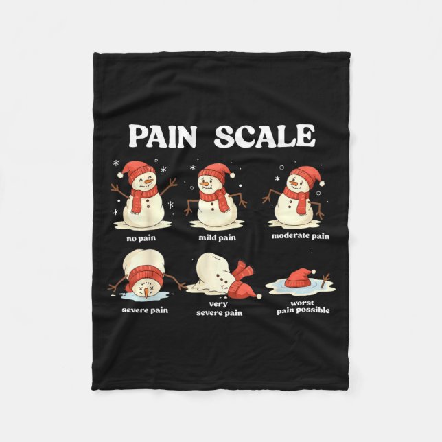 Pain Scale Snowman Nurse Christmas Xmas Snow Pajam Fleece Blanket (Front)