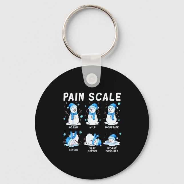 Pain Scale Snowman Nurse Christmas Xmas Snow Pajam Keychain (Front)