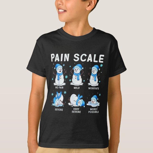 Pain Scale Snowman Nurse Christmas Xmas Snow Pajam T-Shirt (Front)