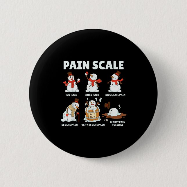 Pain Scale Snowman Xmas Funny Nurse Christmas Icu  Button (Front)