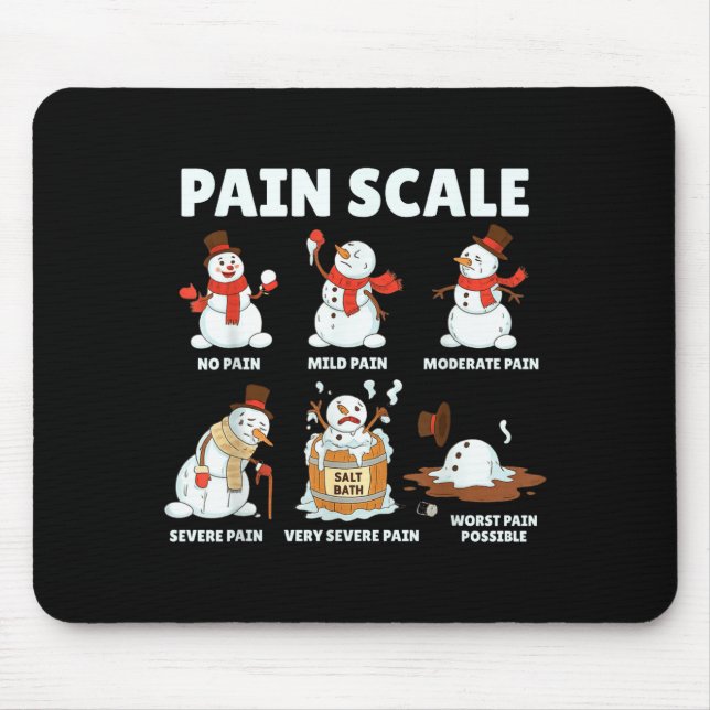 Pain Scale Snowman Xmas Funny Nurse Christmas Icu  Mouse Pad (Front)