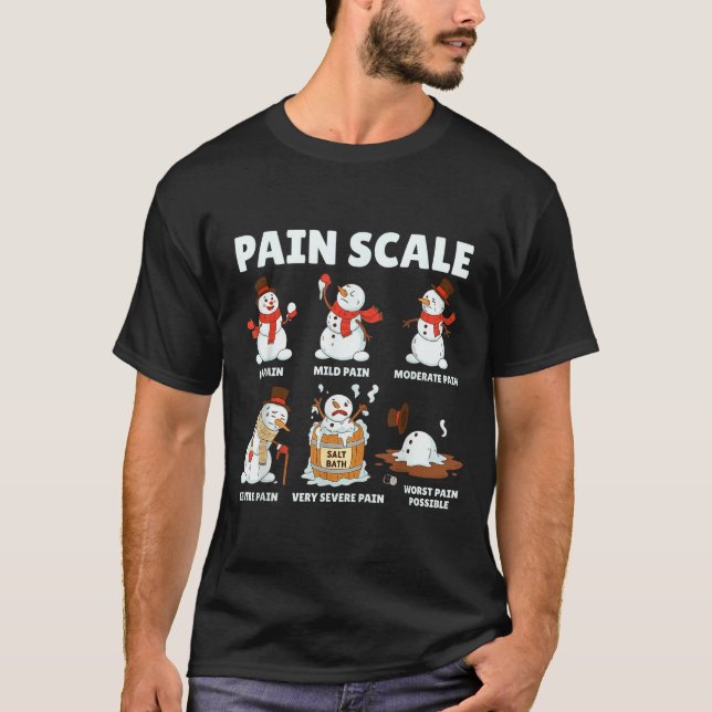 Pain Scale Snowman Xmas Funny Nurse Christmas Icu  T-Shirt (Front)