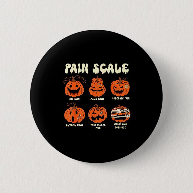 Pain Scale Soky Pumpkin Fall Halloween Trauma Nurs Button (Front)