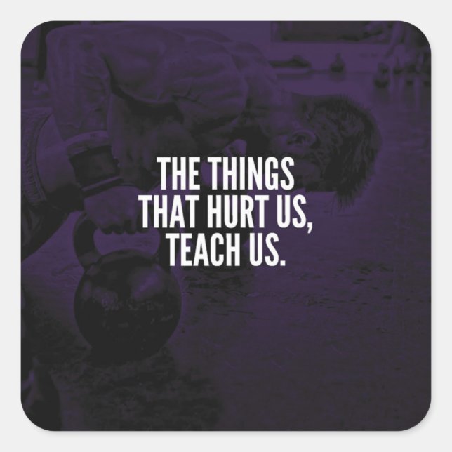 Pain - Workout Inspirational Words - Kettlebell Square Sticker (Front)