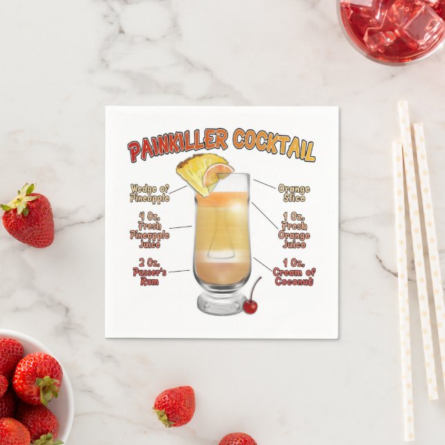 PAINKILLER Cocktail Recipe Art   Napkins (Insitu)