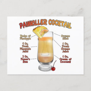 PAINKILLER Cocktail Recipe Art Postcard