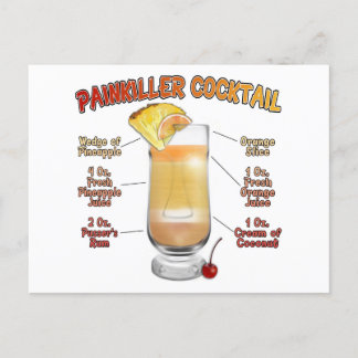 PAINKILLER Cocktail Recipe Art Postcard
