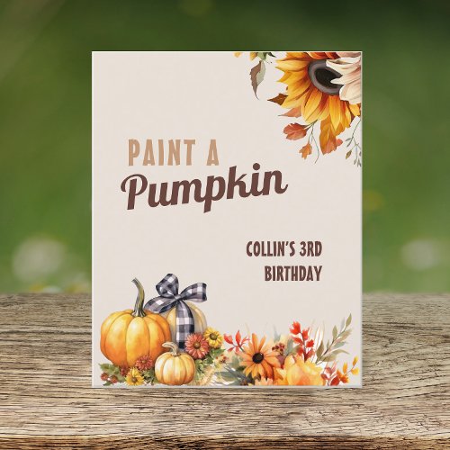 Paint A Pumpkin Fall Birthday Sign