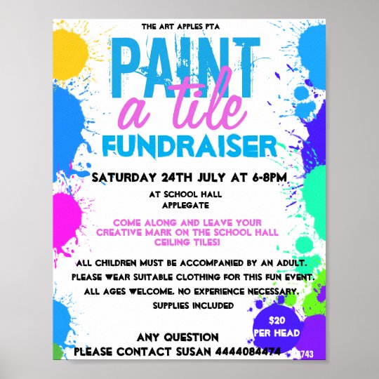 Paint A Tile Fundraiser Pta Pto Poster