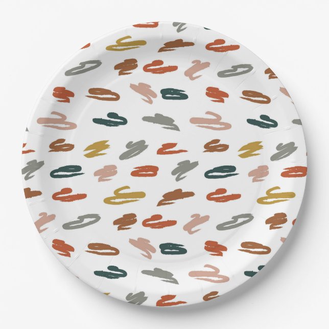 Paint Abstract Pattern Paper Plates (Front)