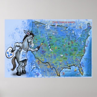 Paint America Blue Poster