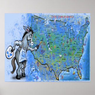 Paint America Blue Poster