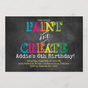Paint and Create Chalkboard Birthday Invitation