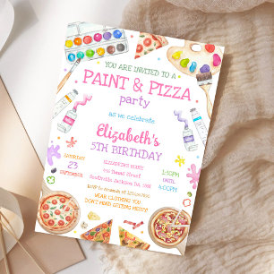 Paint and Pizza Art Painting Birthday Invitation