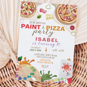 Paint and Pizza Birthday Party Invitation