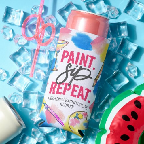 Paint and Sip Bachelorette Party Slim Seltzer Can Cooler