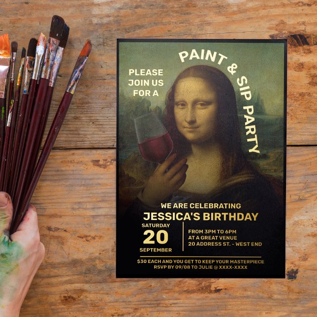 Paint and Sip Birthday Party  Foil Invitation (Creator Uploaded)